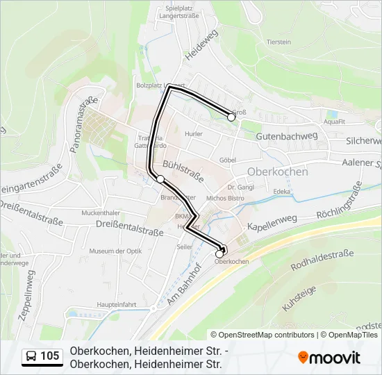 105 Bus Line Map