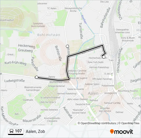 107 Bus Line Map