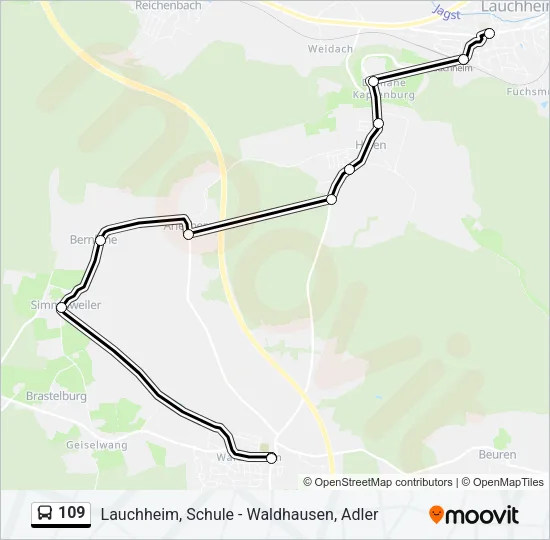 109 Bus Line Map