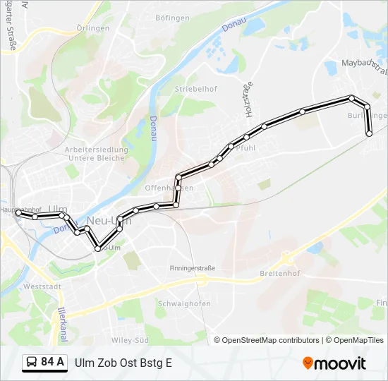  84 A: карта маршрута