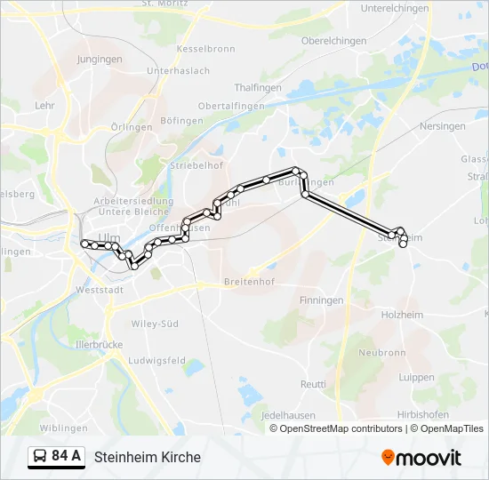  84 A: карта маршрута