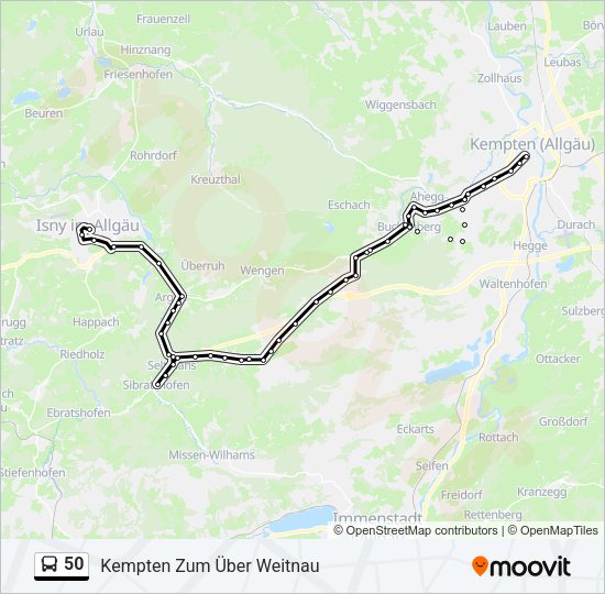 Автобус 50: карта маршрута