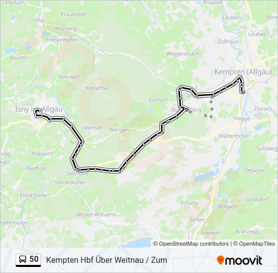 Автобус 50: карта маршрута