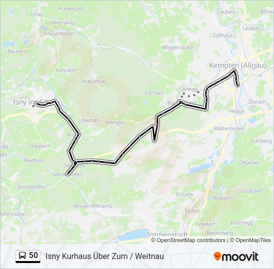 Автобус 50: карта маршрута