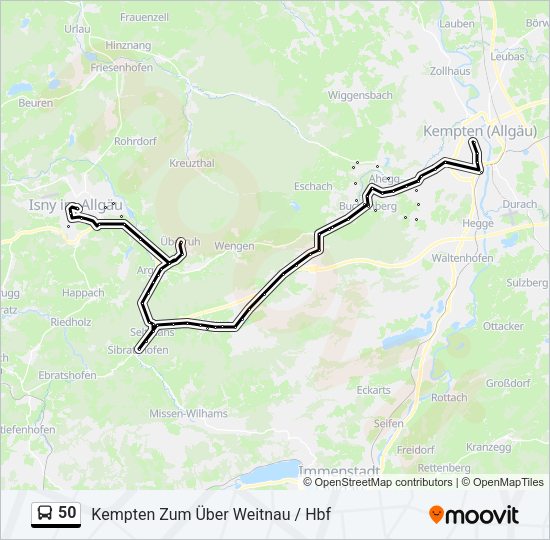 Автобус 50: карта маршрута