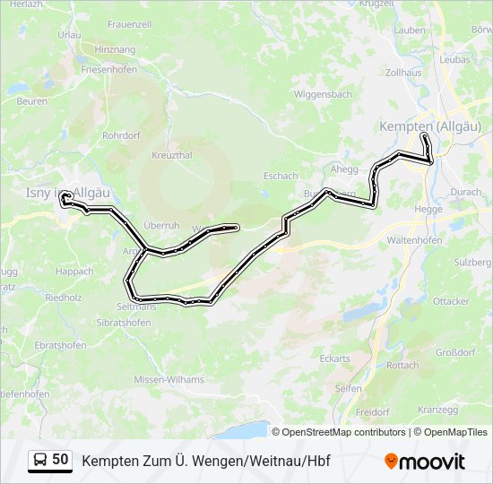 Автобус 50: карта маршрута