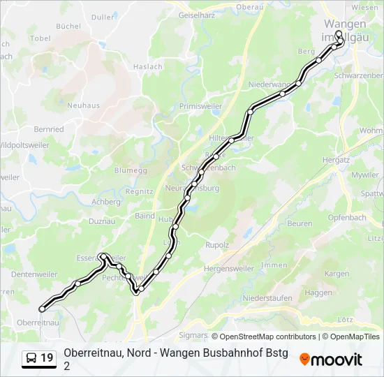 19 Bus Line Map