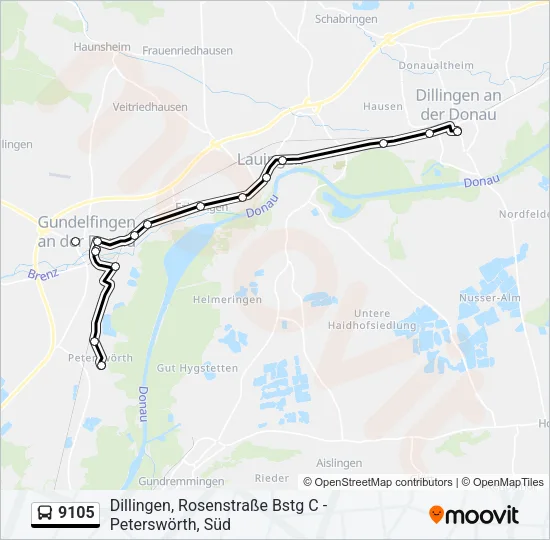 9105 Bus Line Map