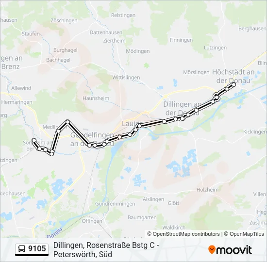 9105 Bus Line Map