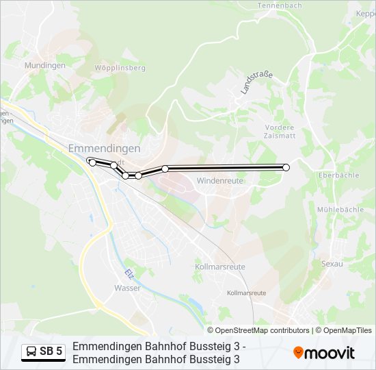 Автобус SB 5: карта маршрута