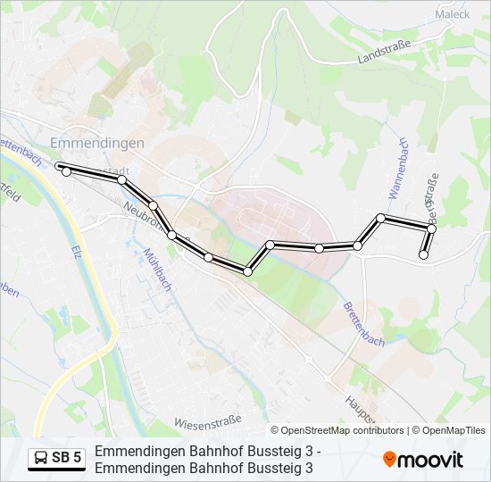 Автобус SB 5: карта маршрута