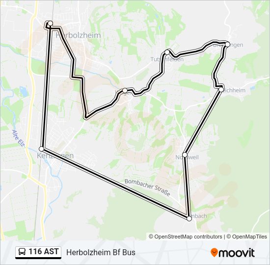 Автобус 116 AST: карта маршрута