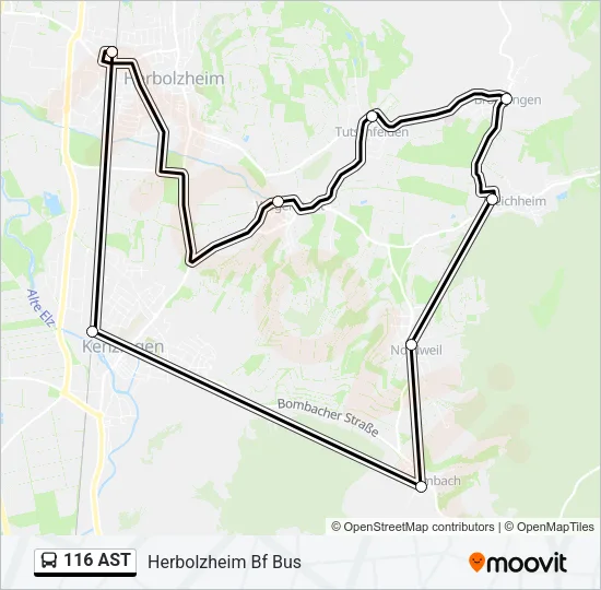116 AST Bus Line Map