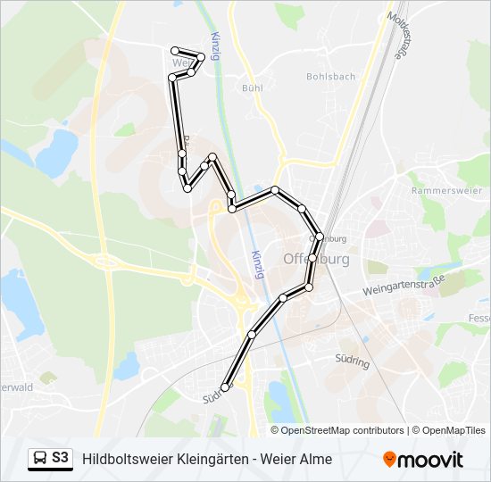 Автобус S3: карта маршрута