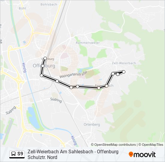 Автобус S9: карта маршрута