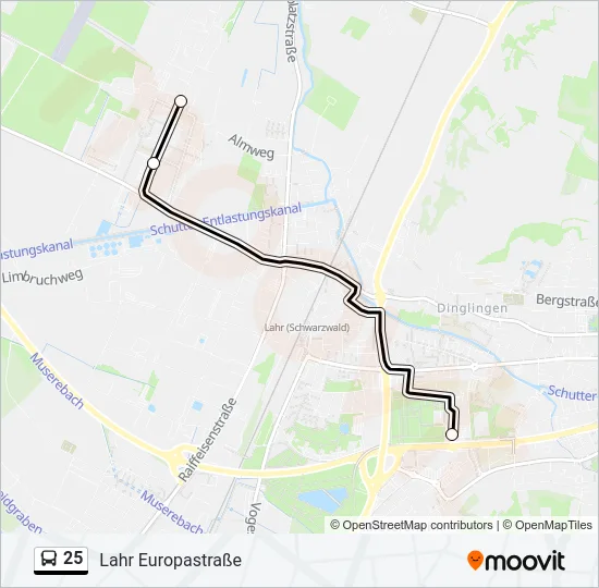 25 Bus Line Map