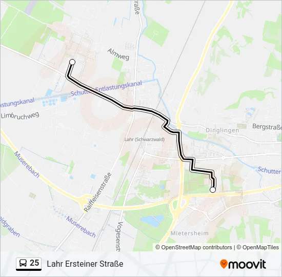 25 Bus Line Map
