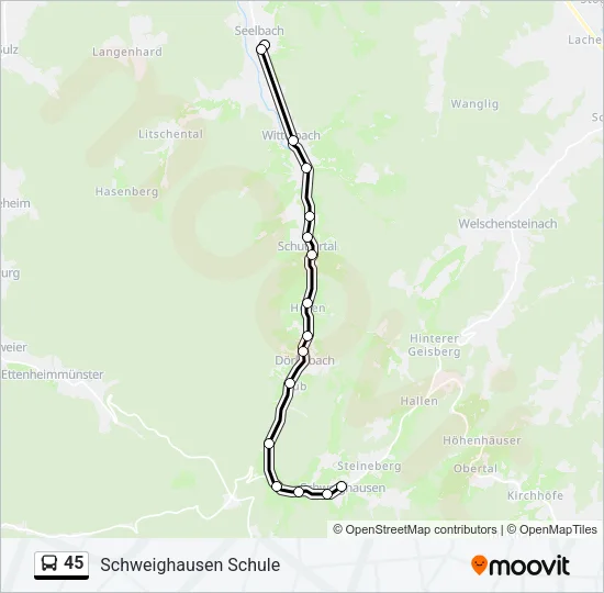 45 Bus Line Map