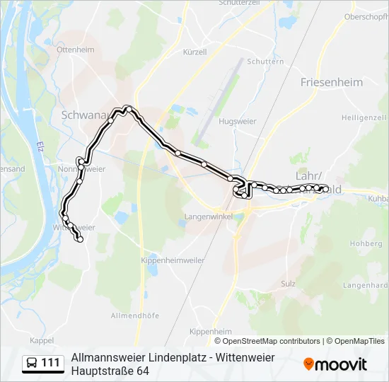 111 Bus Line Map