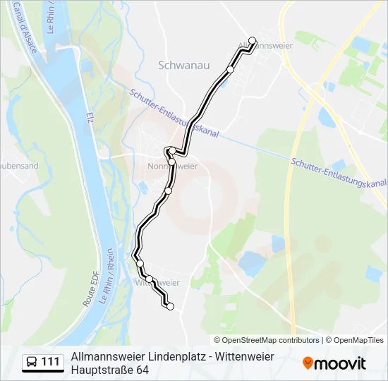 111 Bus Line Map