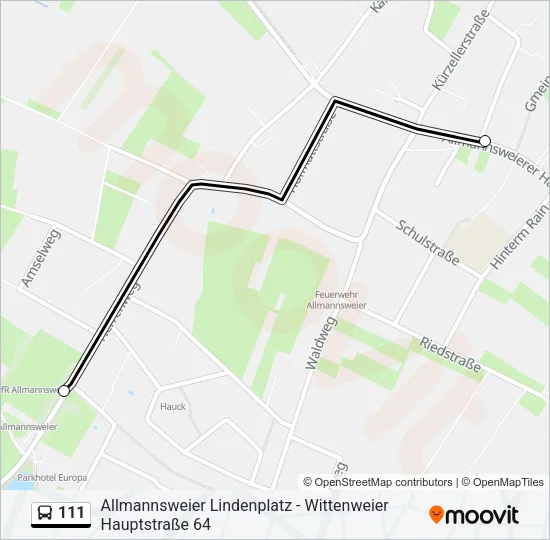 111 Bus Line Map
