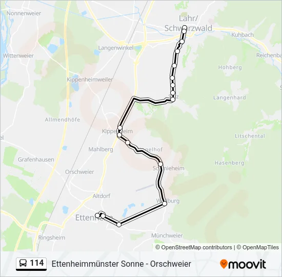 114 Bus Line Map