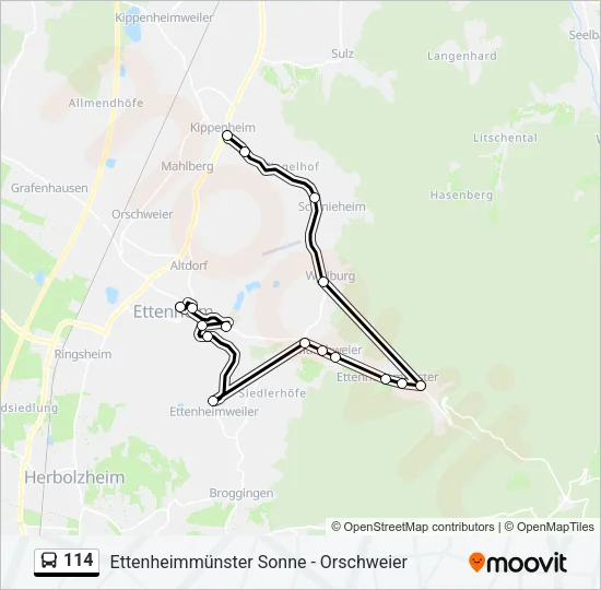114 Bus Line Map