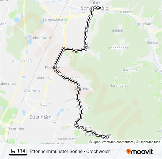 114 Bus Line Map
