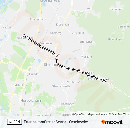 114 Bus Line Map