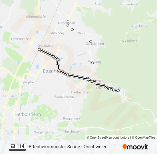 114 Bus Line Map