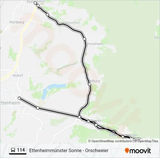 114 Bus Line Map