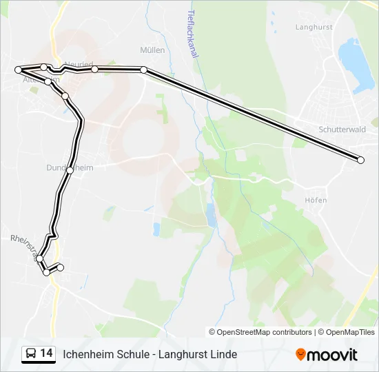 14 Bus Line Map