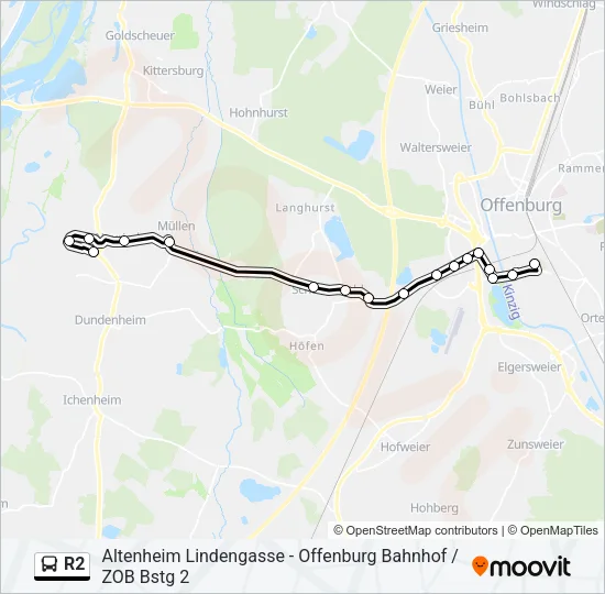 R2 Bus Line Map