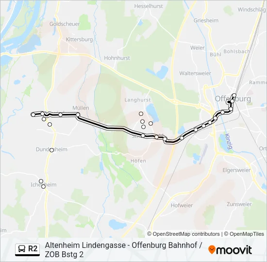 R2 Bus Line Map