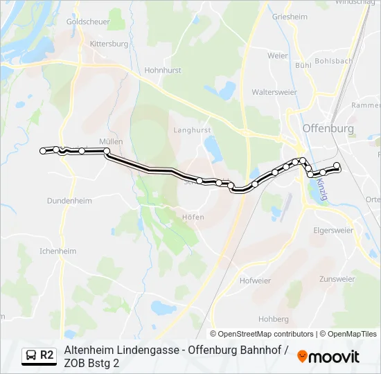 R2 Bus Line Map