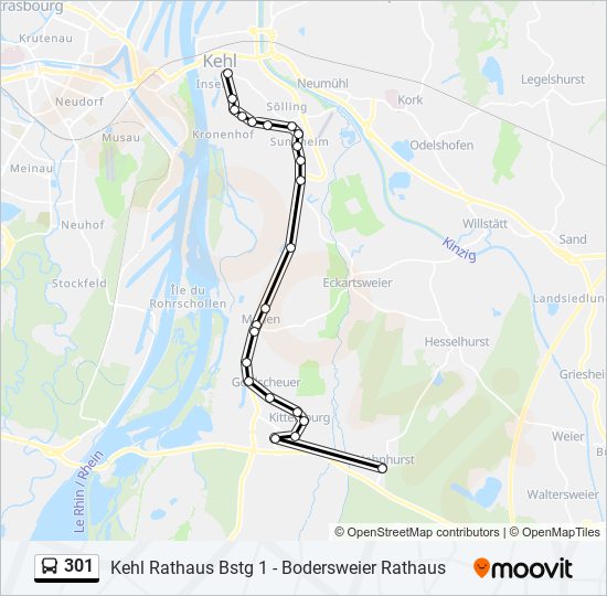 301 bus Line Map