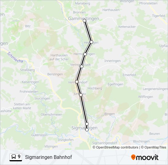 Автобус 9: карта маршрута