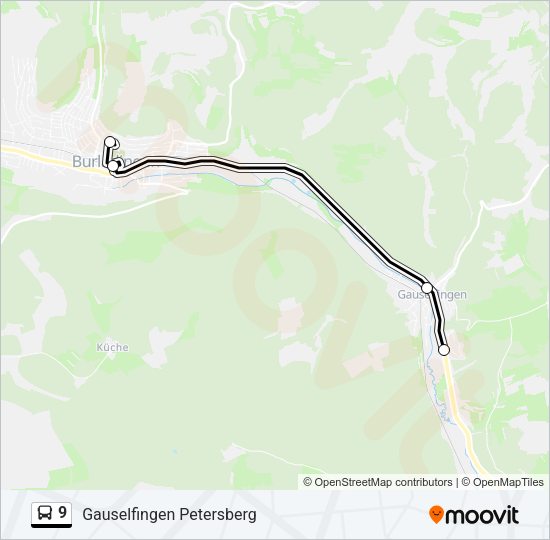 Автобус 9: карта маршрута