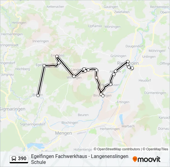 390 Bus Line Map