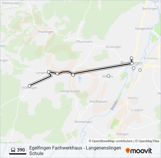 390 Route Schedules, Stops & Maps Wilflingen Löwen (Updated)