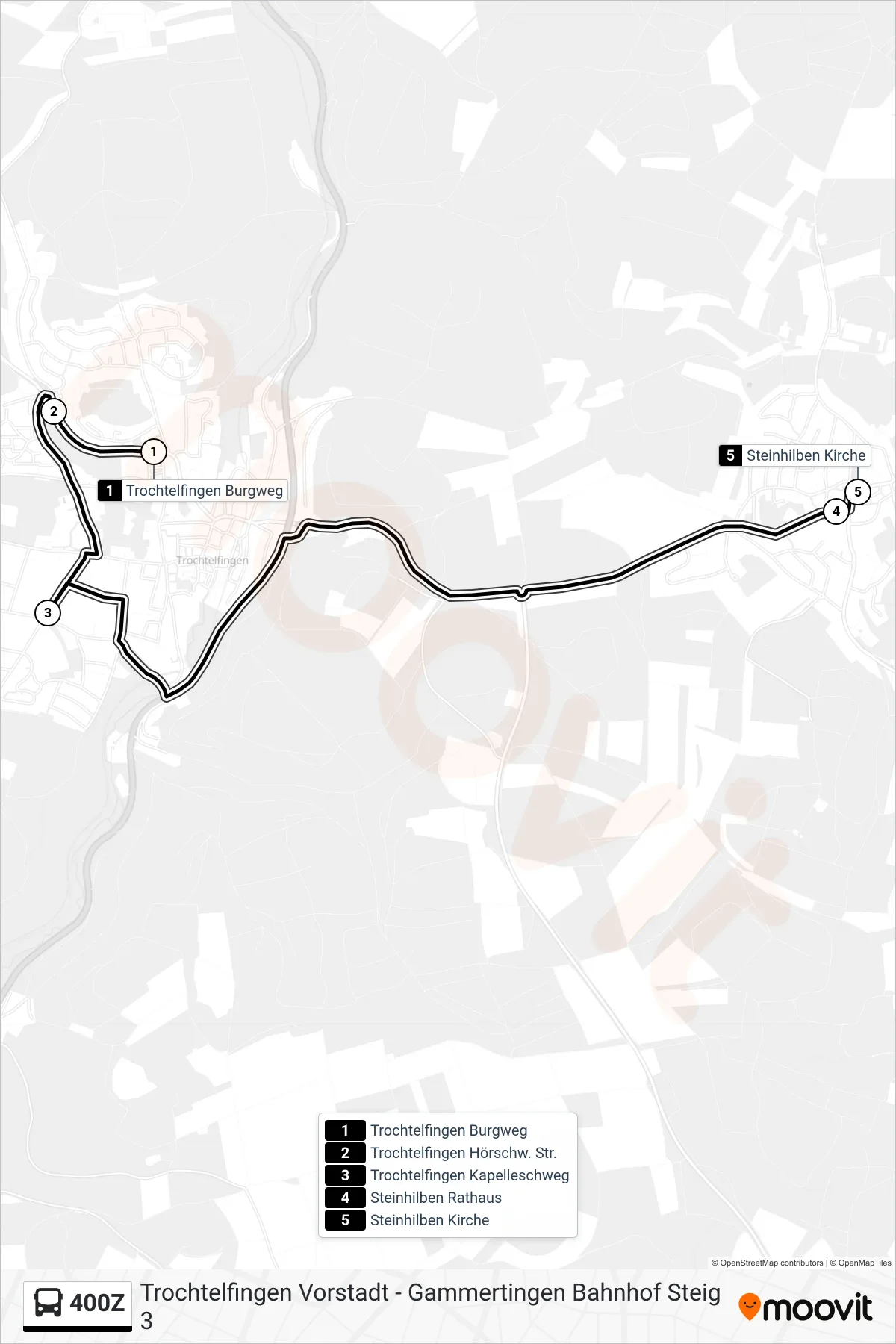 400Z bus Line (Steinhilben Kirche) route and stops on a map