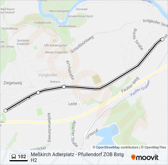 Автобус 102: карта маршрута
