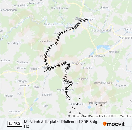 Автобус 102: карта маршрута