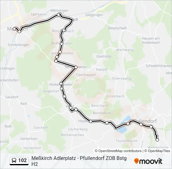 102 Bus Line Map