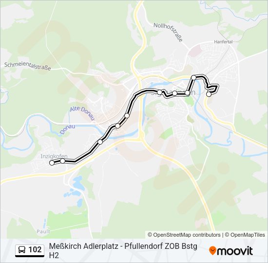 Автобус 102: карта маршрута