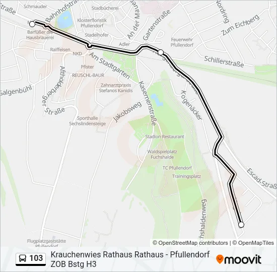 103 Bus Line Map