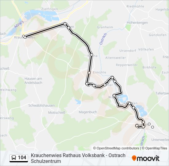Автобус 104: карта маршрута