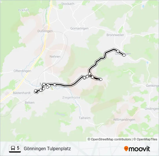 5 Bus Line Map