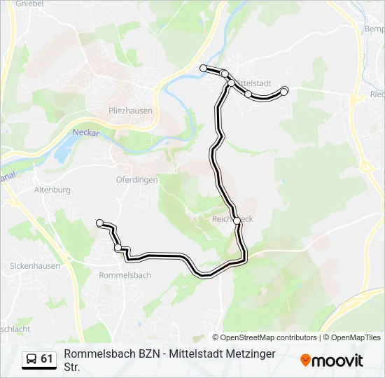 61 Bus Line Map