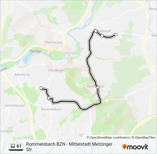61 Bus Line Map